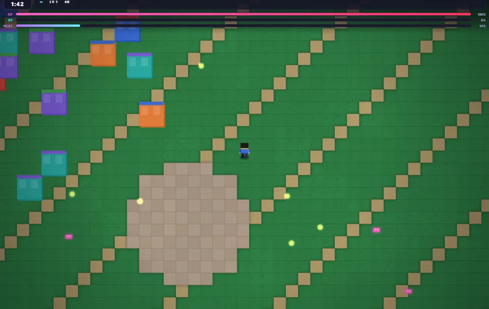 Blakout Endless gameplay with Chen, enemies, pickups and the run timer.