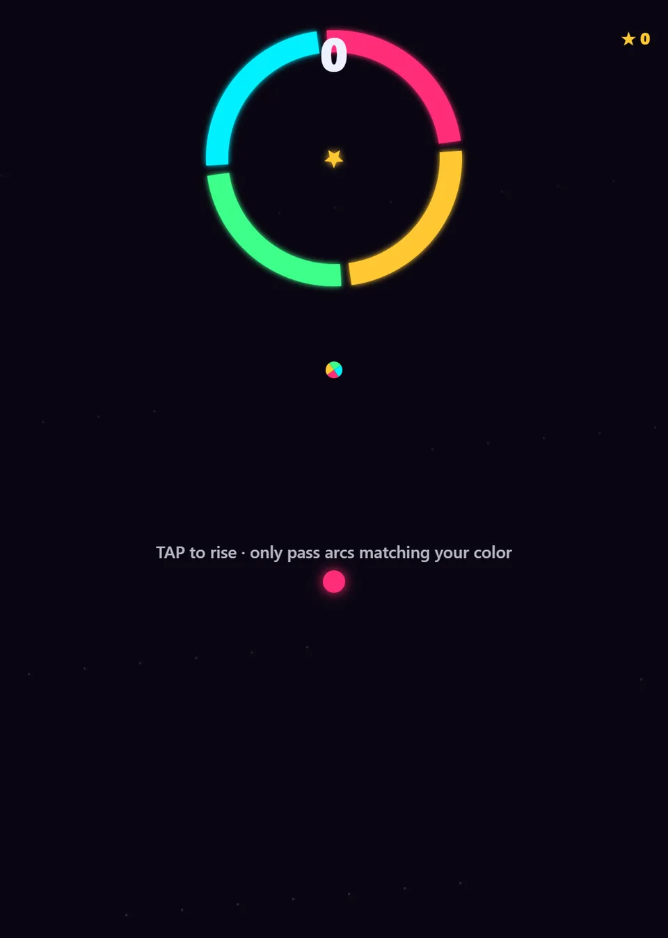 Chroma playfield with a glowing ball and colored rings