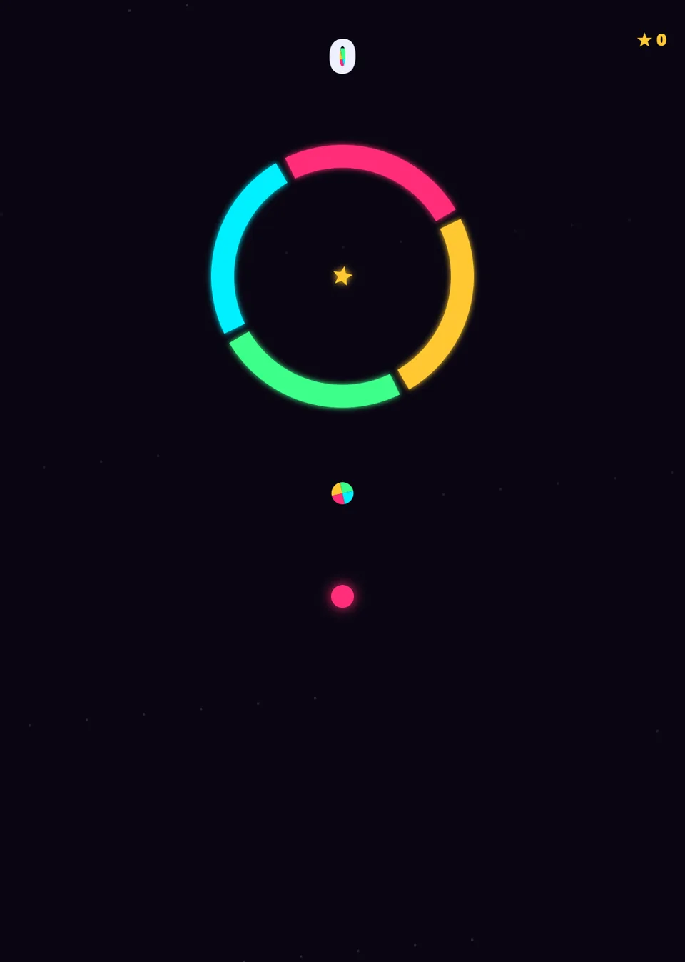 Chroma ball rising below a multicolor switch and ring