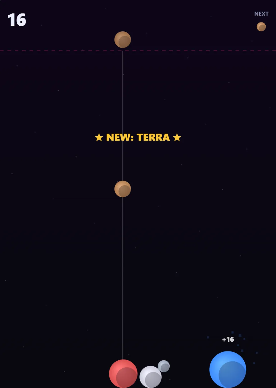 Nova Merge playfield with a new Terra discovery and smaller worlds
