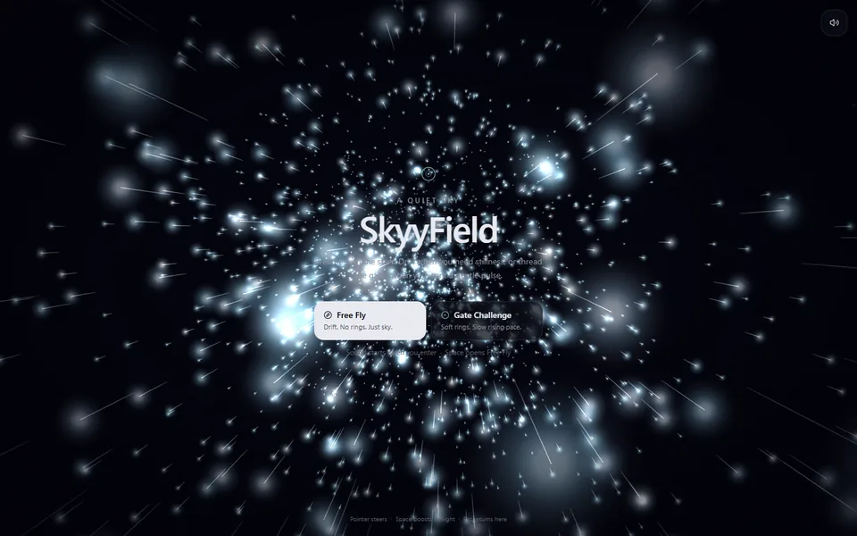 SkyyField on its public browser entry screen