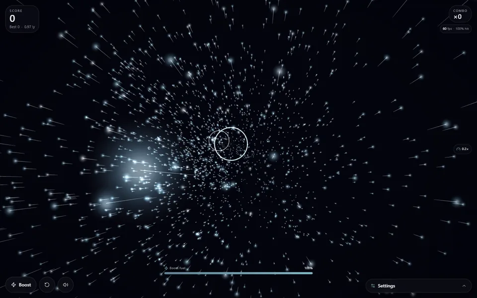 SkyyField native Gate Challenge with rings in the starfield