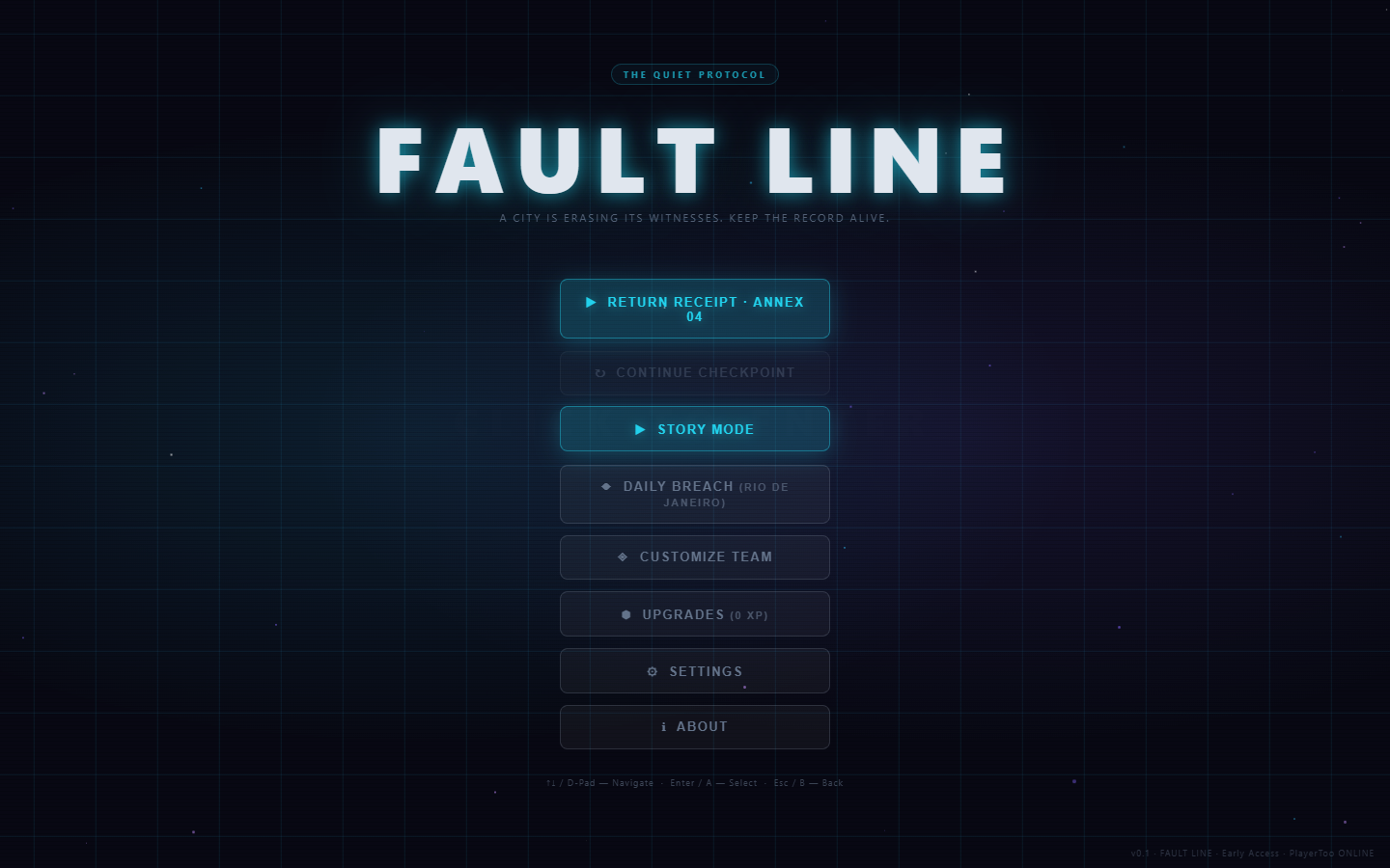 FaultLine mission menu
