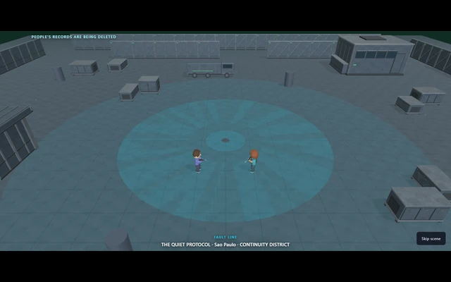 FaultLine opening mission scene with the Operator and ONYX in the city.