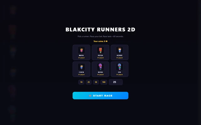 BlakCity Runners 2D game screen