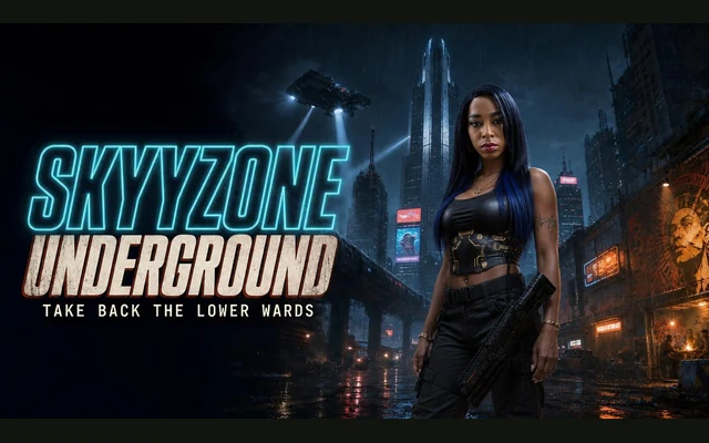Skyyzone Underground promotional title artwork; no gameplay is shown